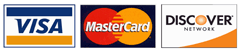 Visa, MasterCard, and Discover cards accepted.